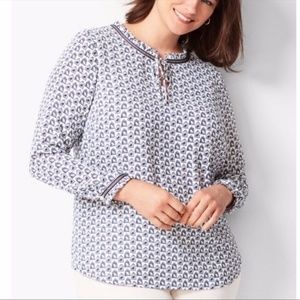 Talbots Size Small Bird Cage Print Blouse